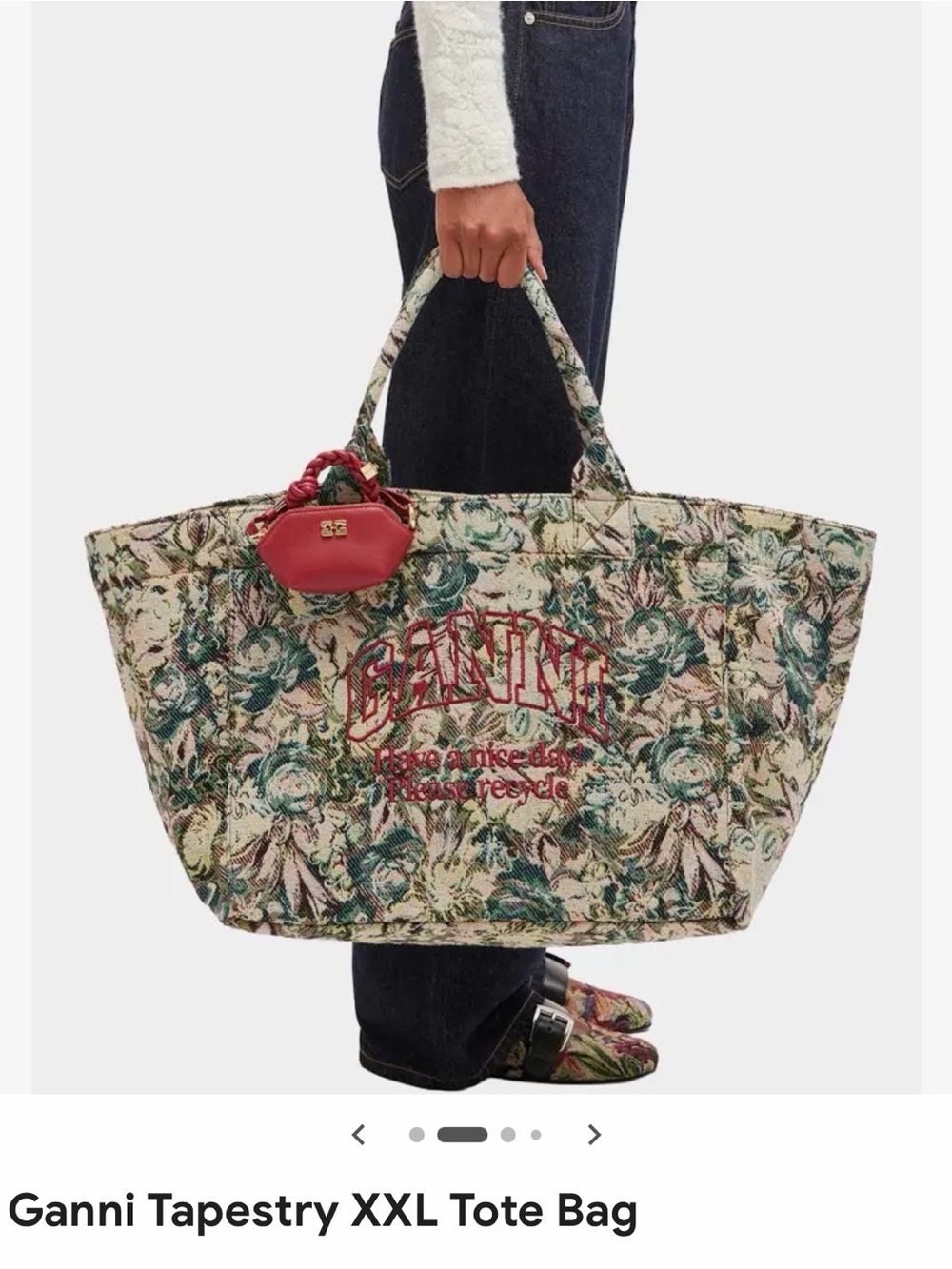 BRAND NEW Ganni Reversible Floral Tapestry XXL Tote Bag